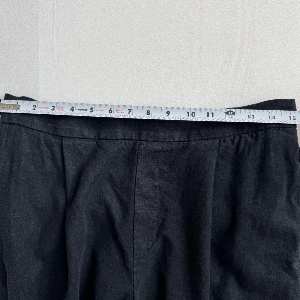 Banana Republic Womens Black Linen Blend Wide Leg Cropped Pleated Pants Size M
